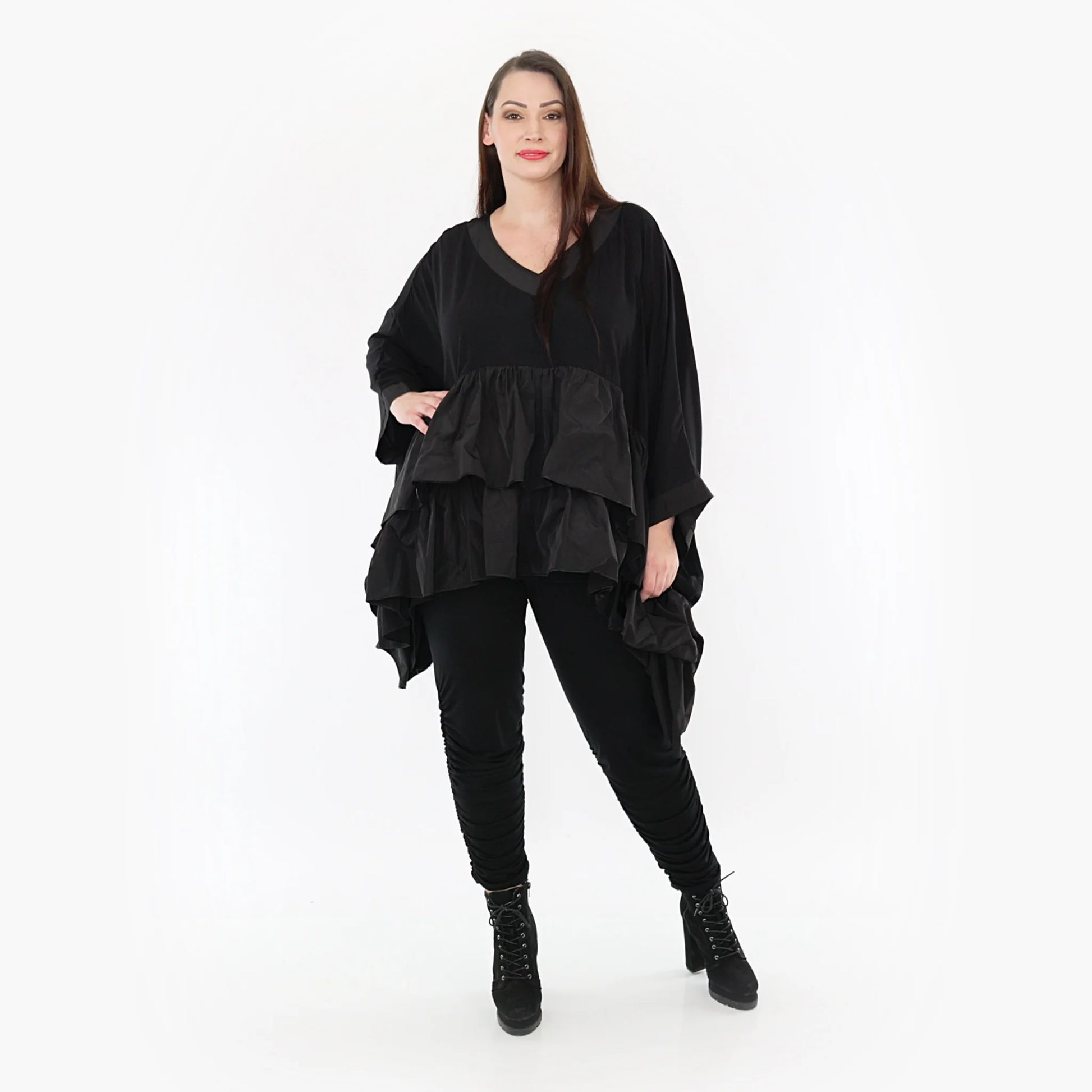  Bigshirt von AKH Fashion aus Baumwolle in kastiger Form, 1326.06960, Schwarz, Schick, Modern