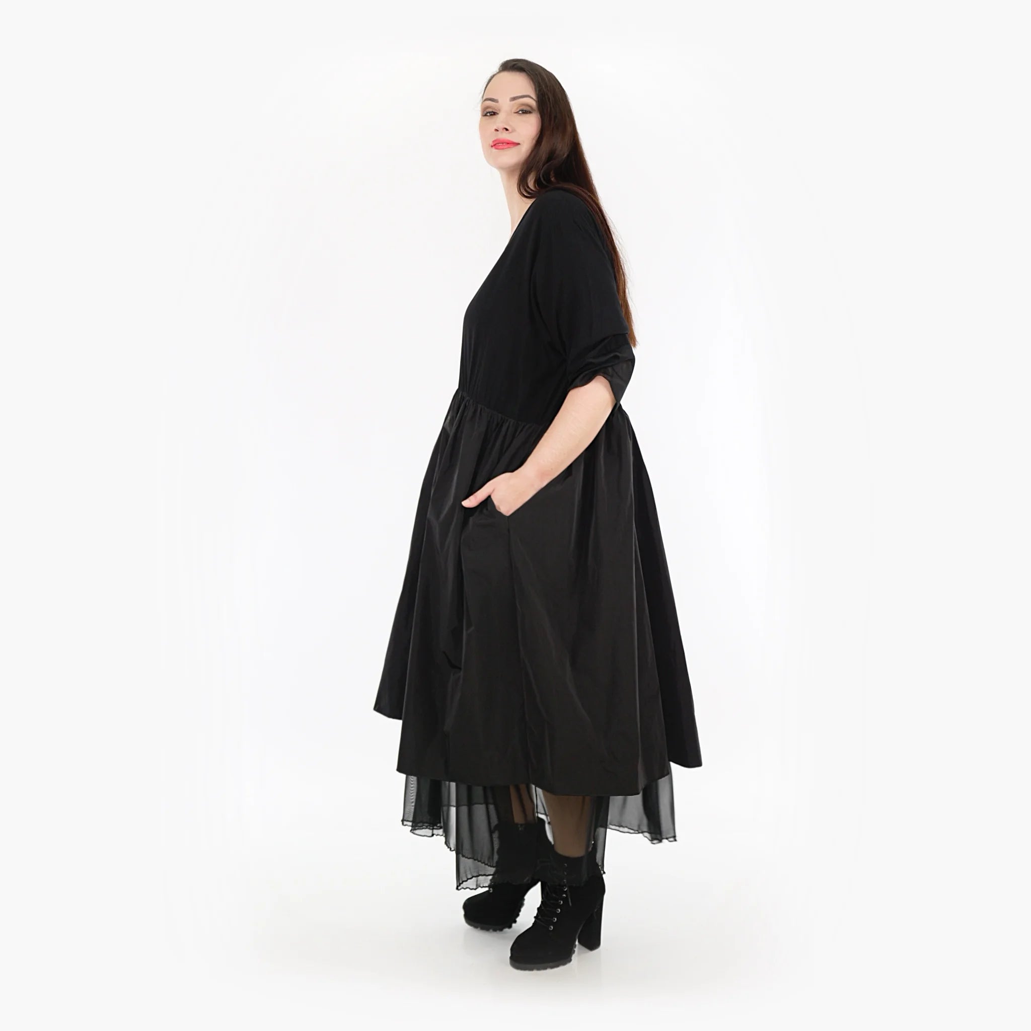  Ballonkleid von AKH Fashion aus Baumwolle, 1326.06967, Schwarz, Schick, Modern, Bequem