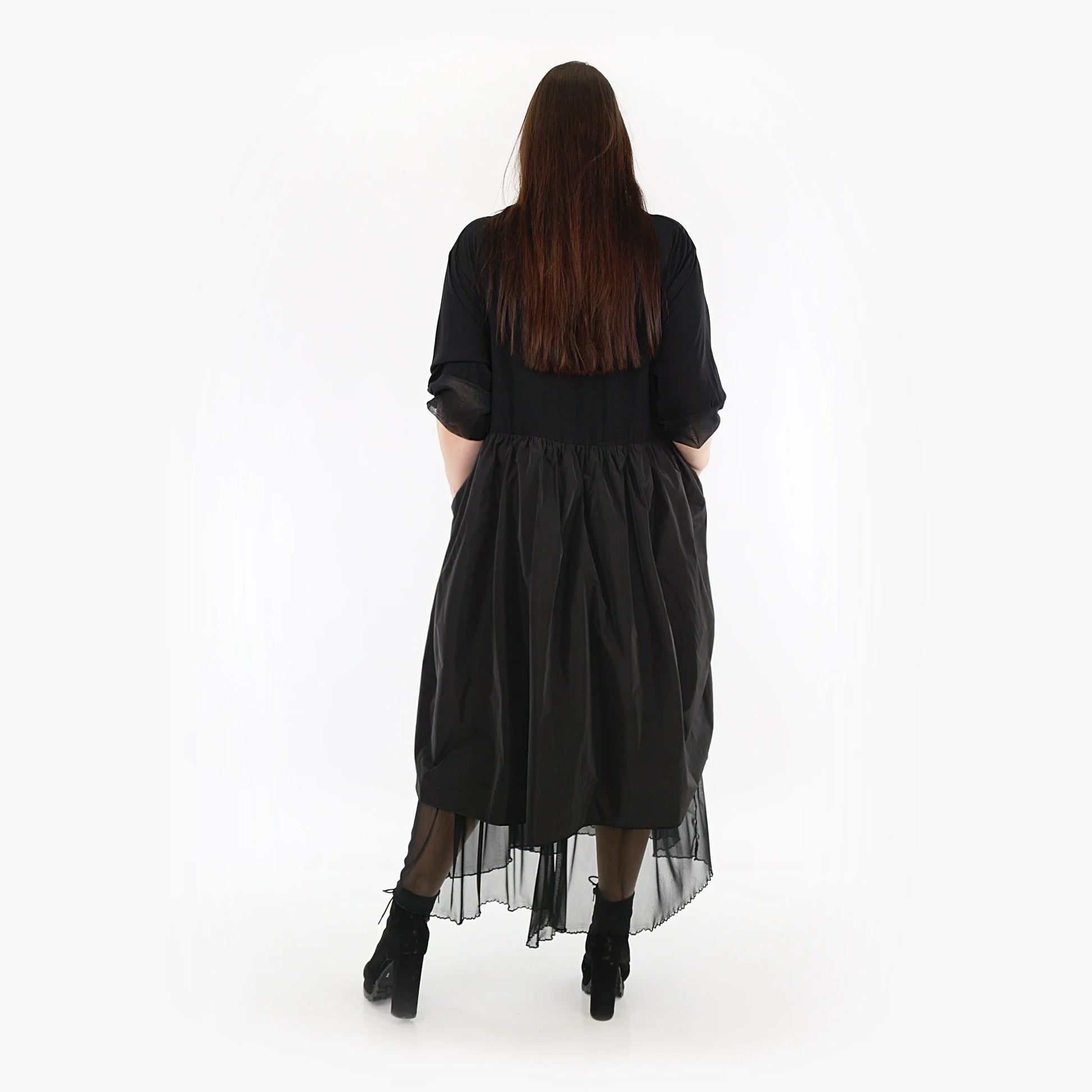  Ballonkleid von AKH Fashion aus Baumwolle, 1326.06967, Schwarz, Unifarben, Schick, Modern