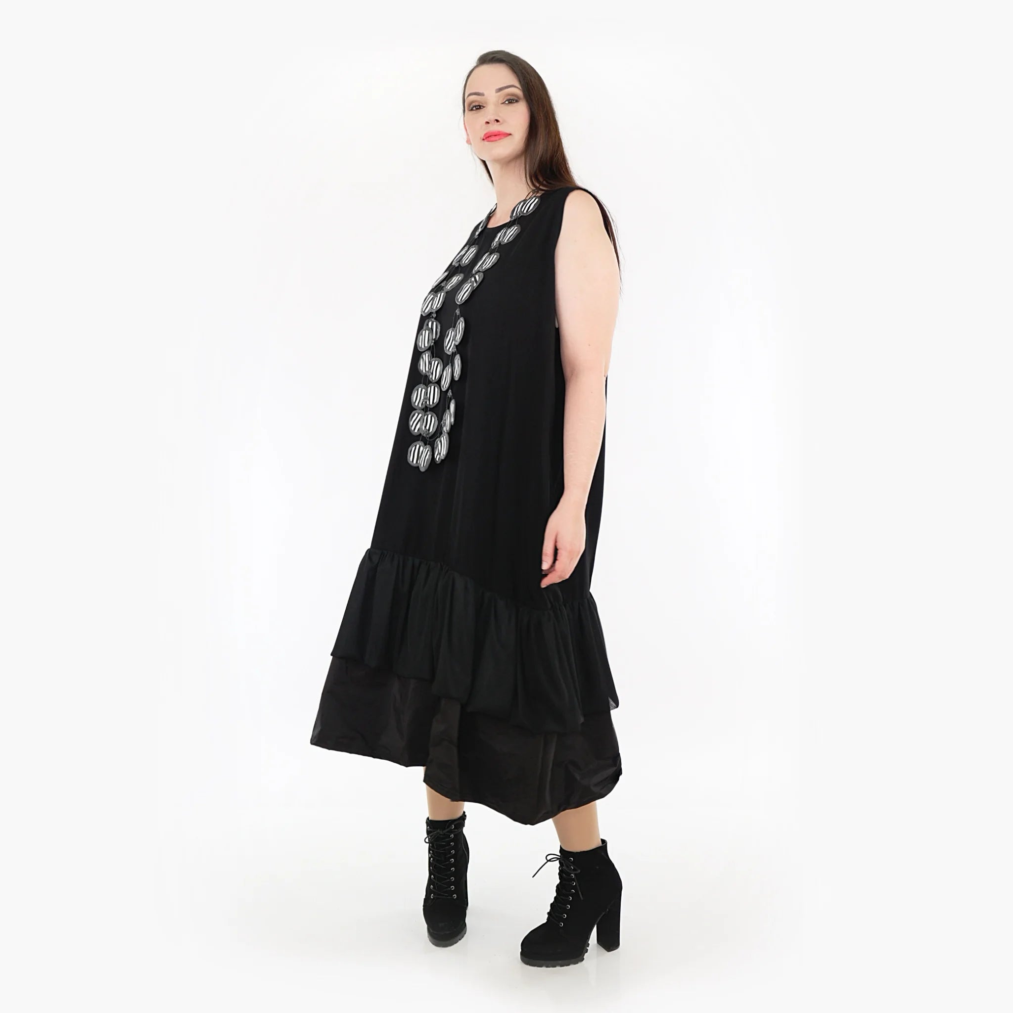  AKH Fashion Tunika in gerundeter Form, aus Baumwolle, 1326.06968, Schwarz, Schick, Modern