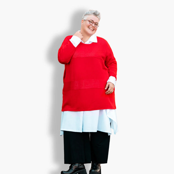  AKH Fashion Bigshirt in kastiger Form, aus Baumwolle, 1338.02417, Rot, Schick, Modern, Bequem