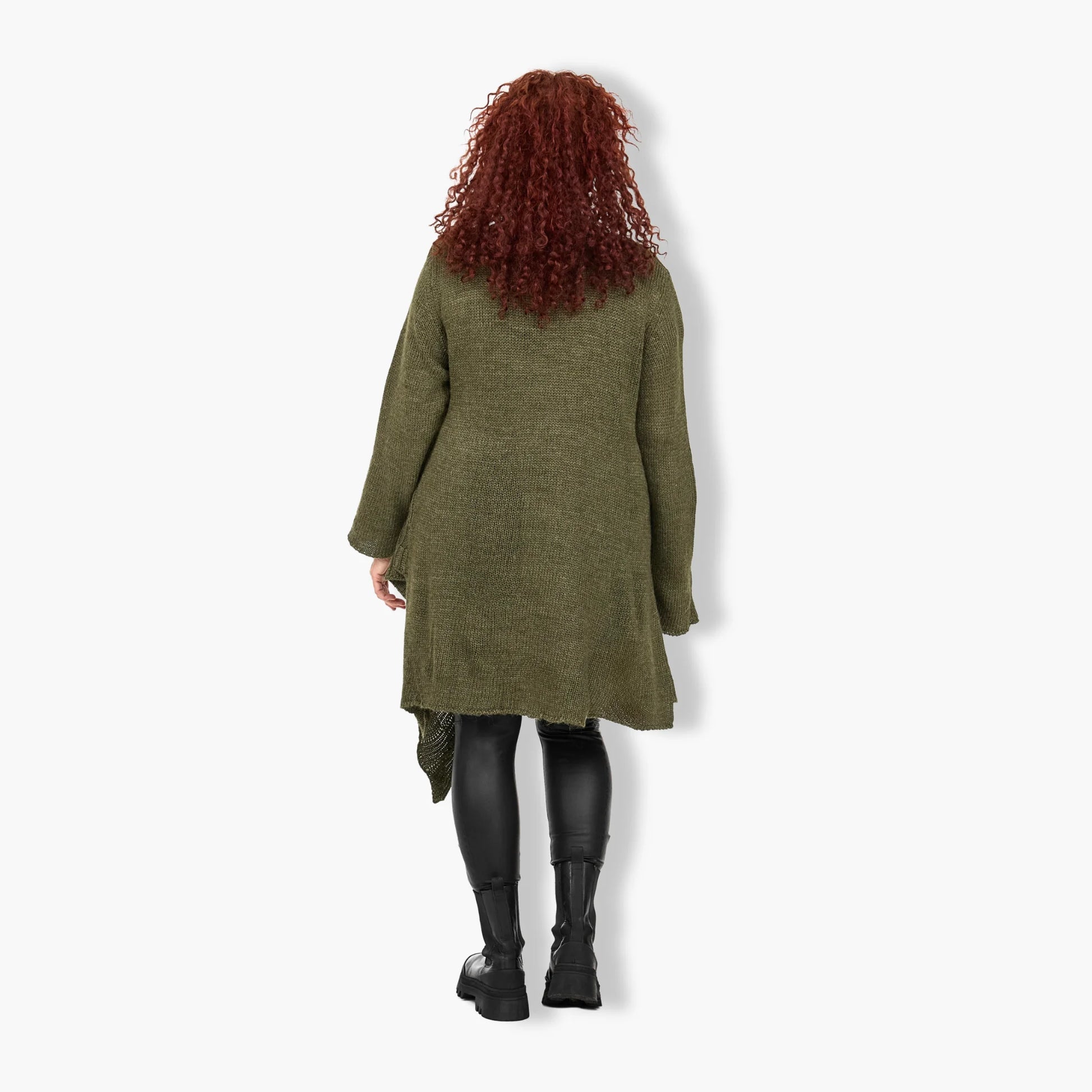  Stylischer Oversize-Pullover in Oliv für Plus Size - Elegante A-Form mit Rundhalsausschnitt