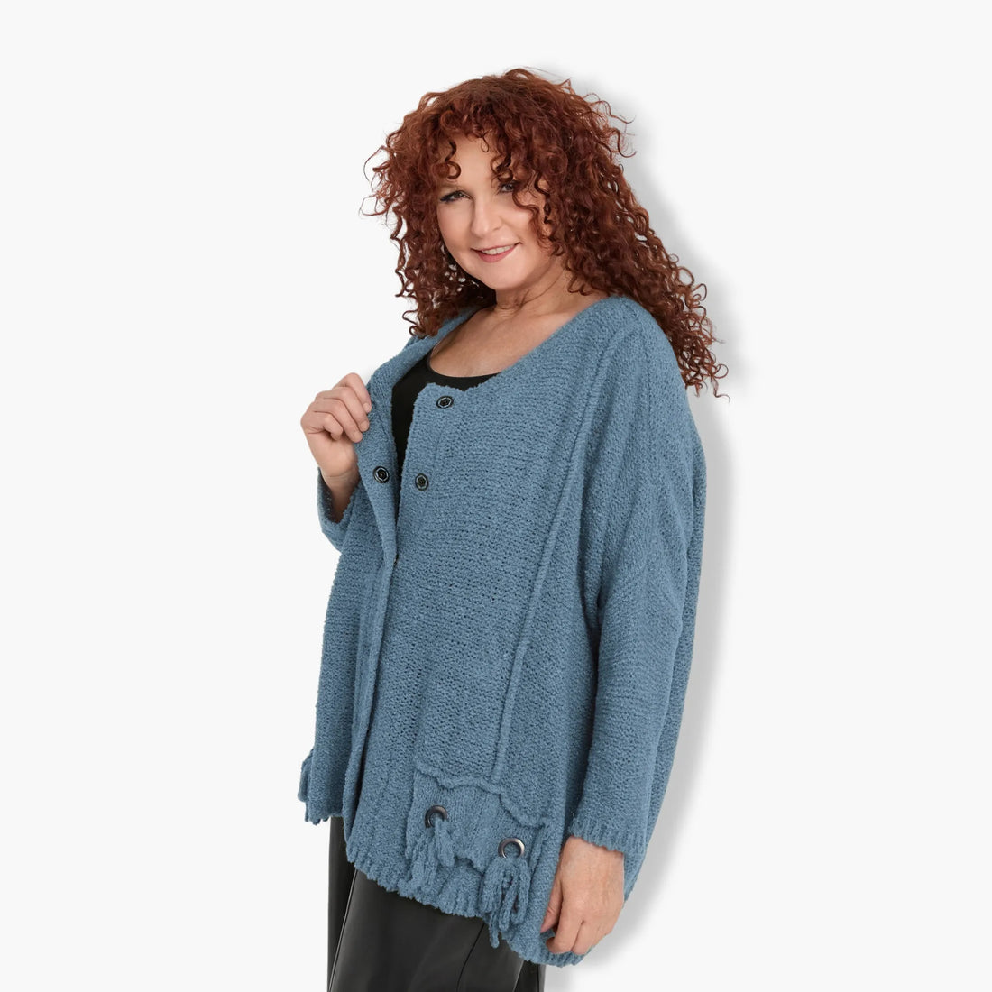 Amandine Jacke in kastiger Form, aus Viskose, 2710, Blau, Schick, Modern, Bequem