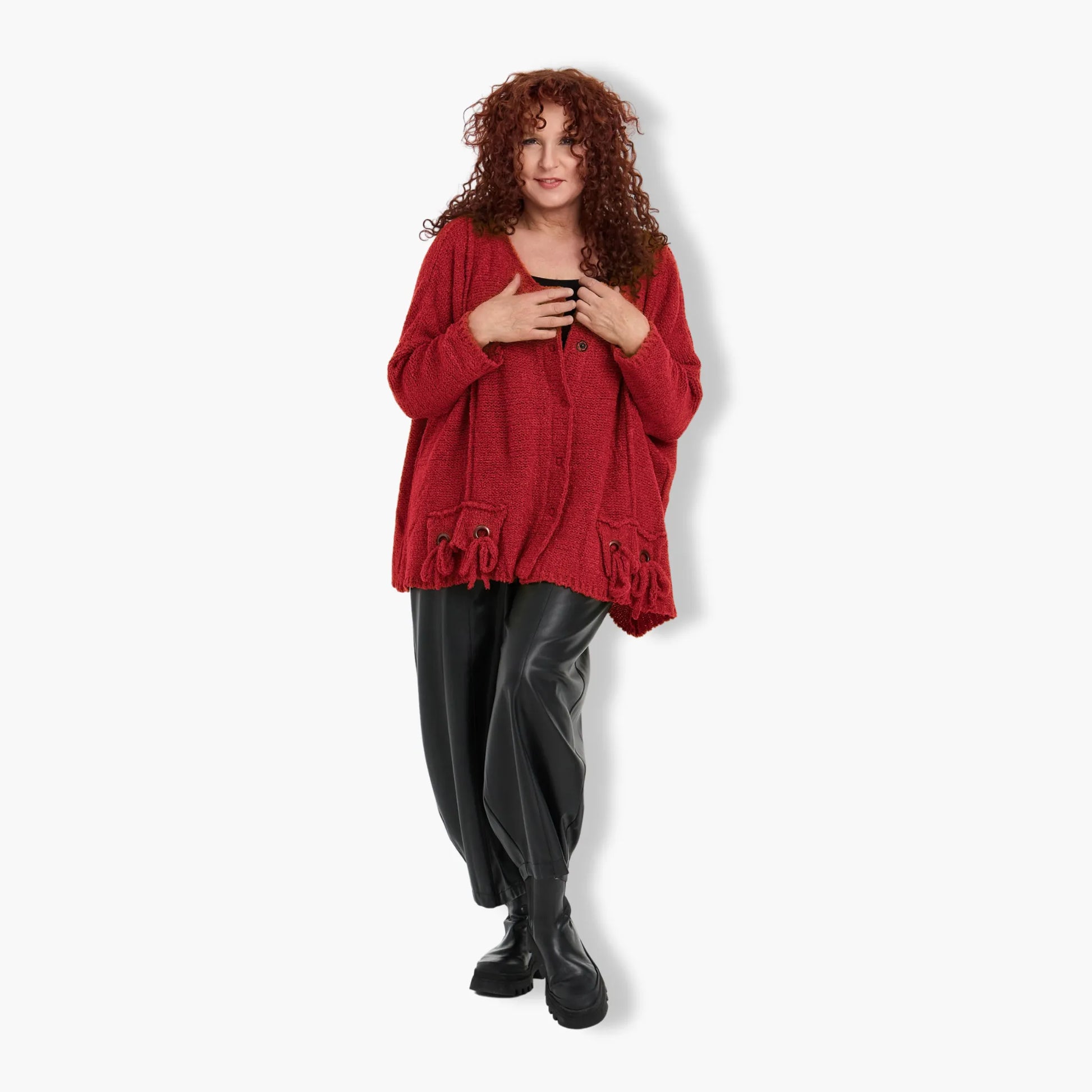  Amandine Jacke in kastiger Form, aus Viskose, 2710, Rot, Schick, Modern, Bequem