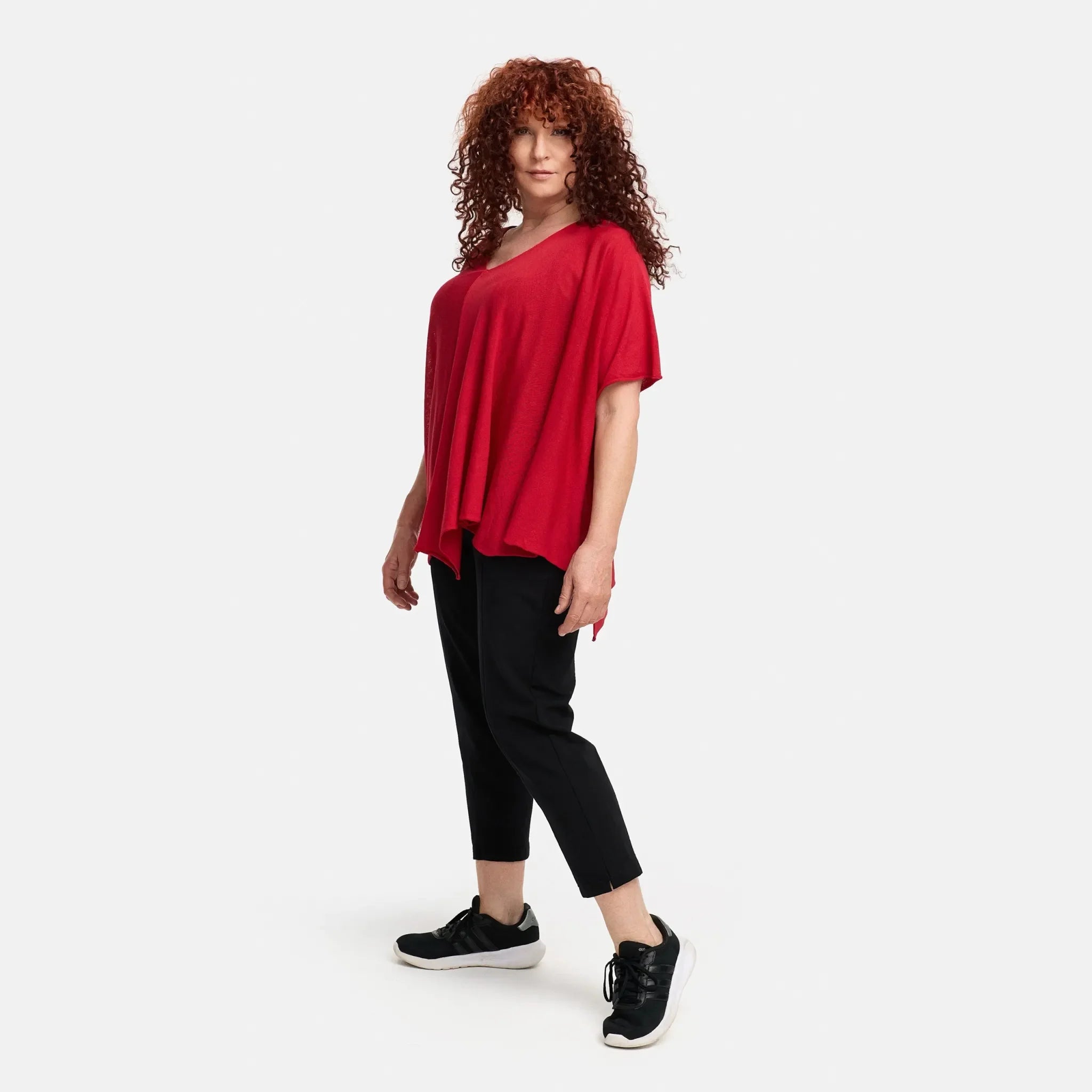  A-Form Pullover von Amandine aus Viskose, A2804, Rot, Schick, Modern, Bequem, Schick
