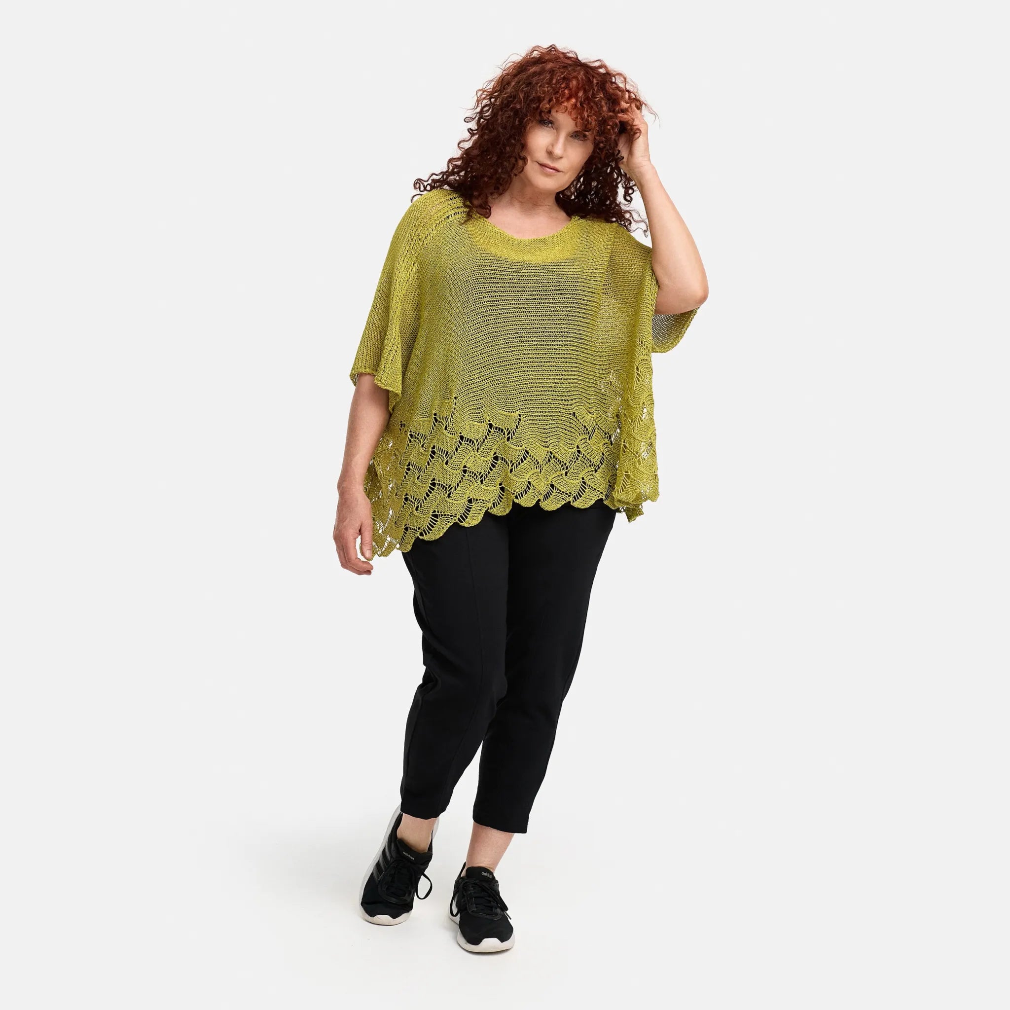  Amandine Pullover in kastiger Form, aus Baumwolle, A2806, Pistaziengrün, Schick, Modern