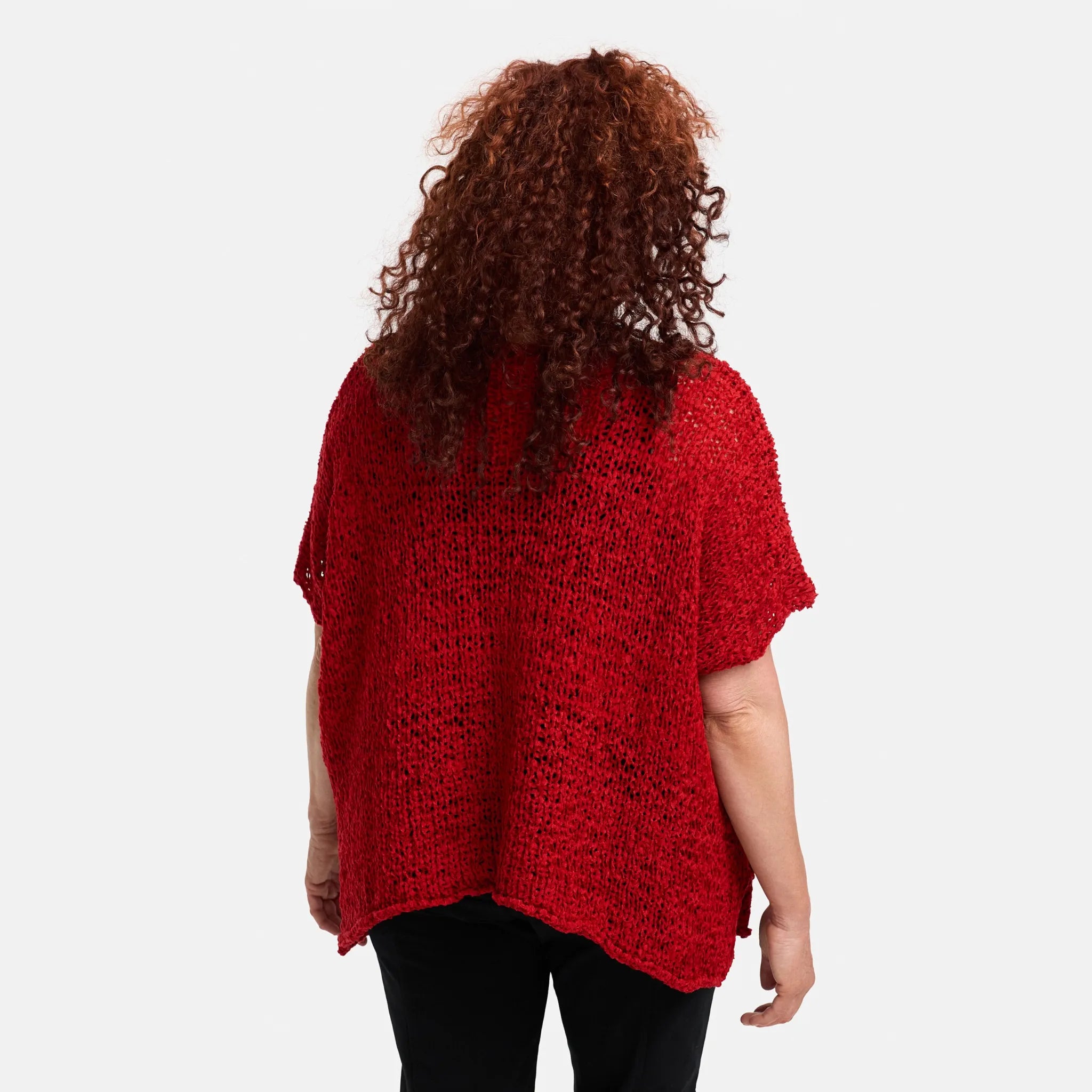  Amandine Pullover in kastiger Form, aus Baumwolle, A2808, Rot, Schick, Modern, Bequem