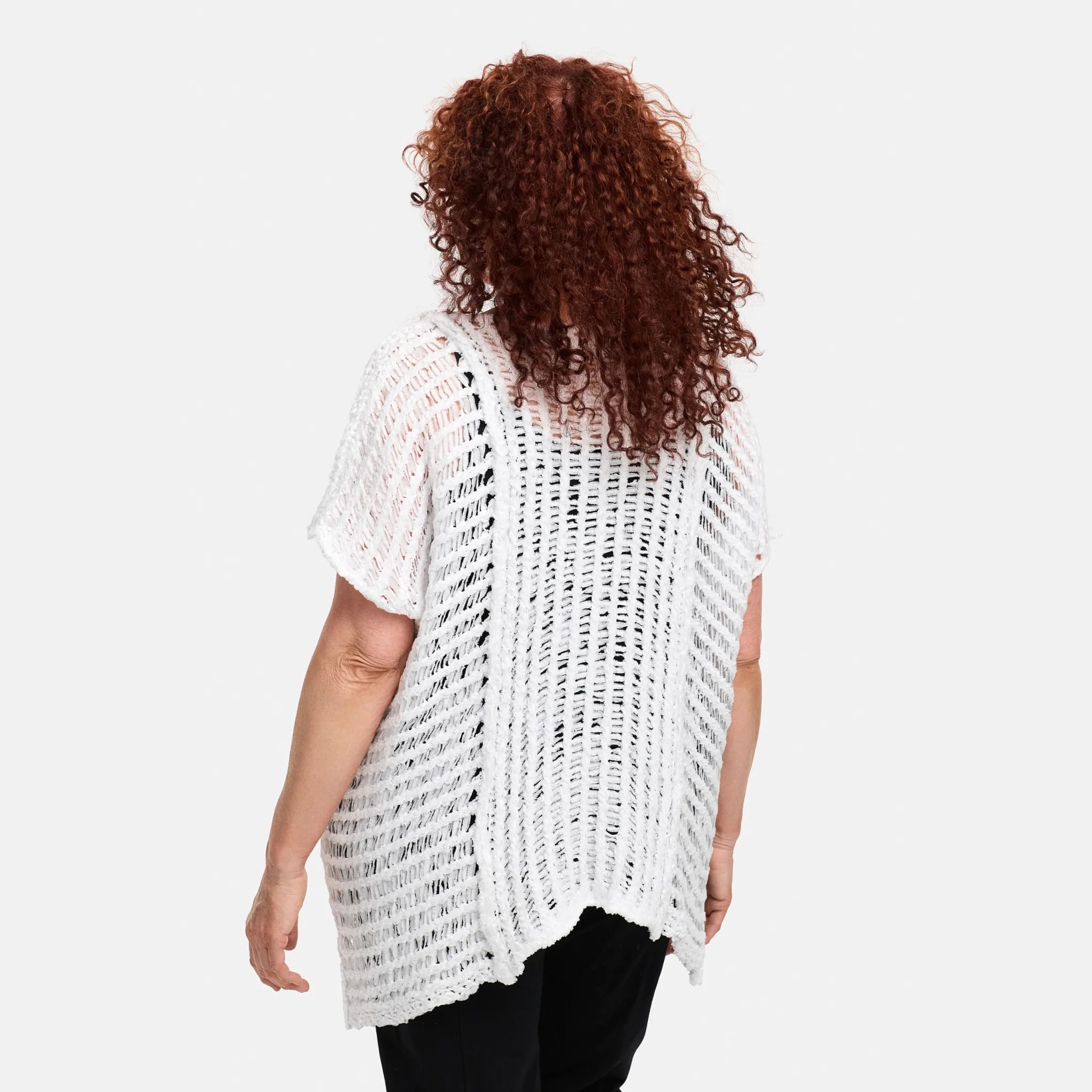  Amandine Pullover in kastiger Form, aus Baumwolle, A2809, Weiß, Schick, Modern, Bequem