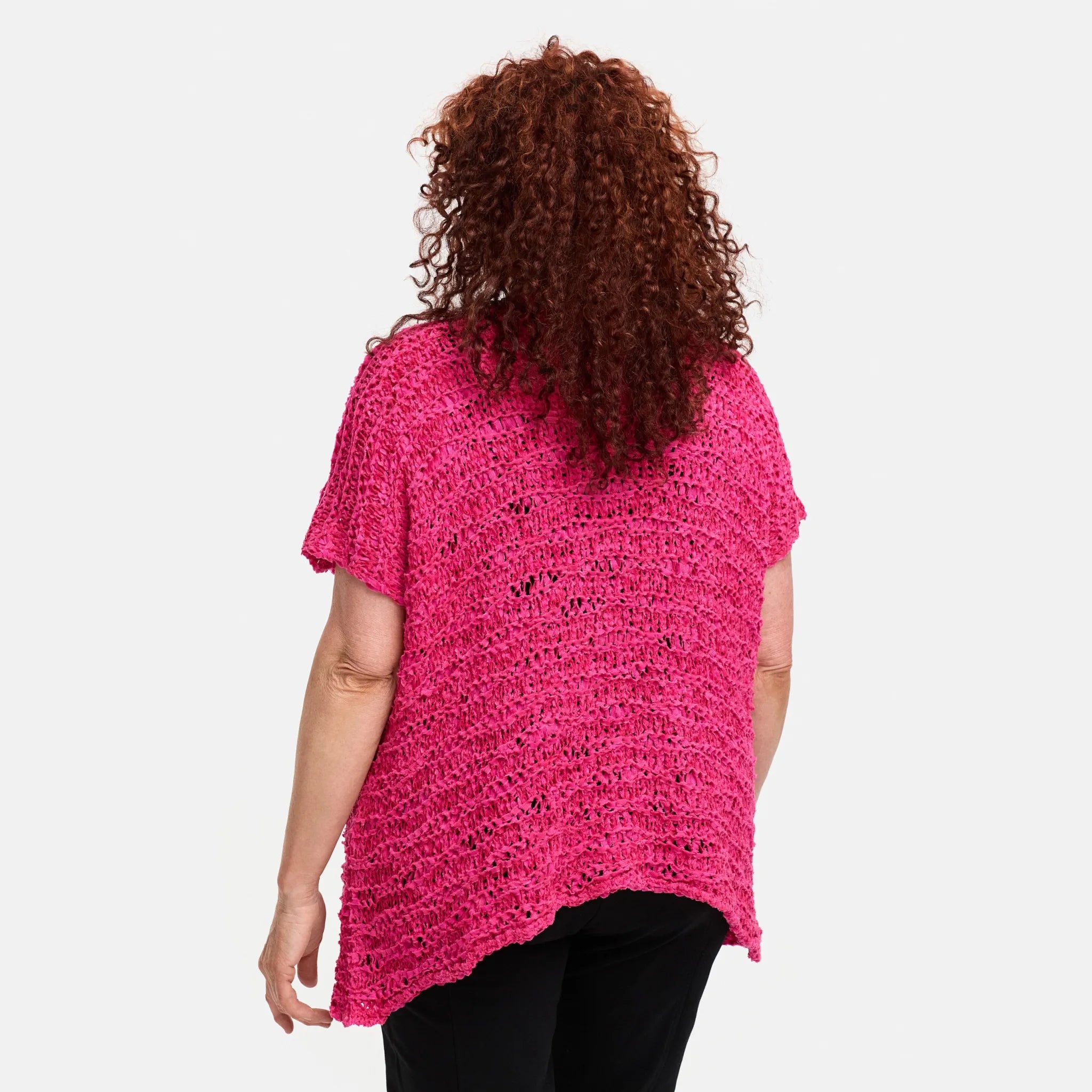  Amandine Pullover in kastiger Form, aus Baumwolle, A2810, Fuchsia, Schick, Modern, Bequem