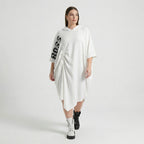  Bukezy Kleid in gerundeter Form, aus Baumwolle, 1877, Weiß, Ausgefallen, Zeitlos, Schick