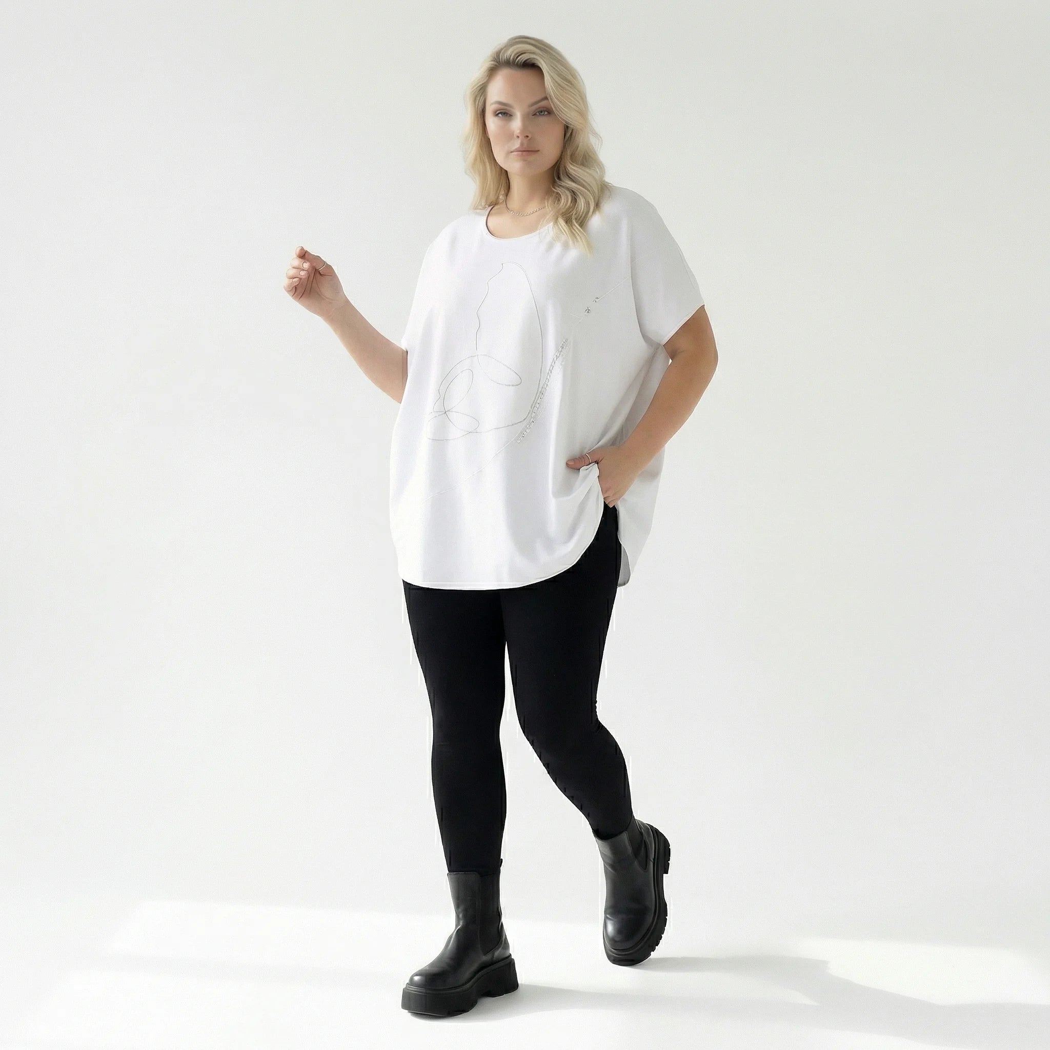 Oversized Shirt von Divas Planet aus Baumwolle, DP10148, Weiß, Schick, Modern, Bequem