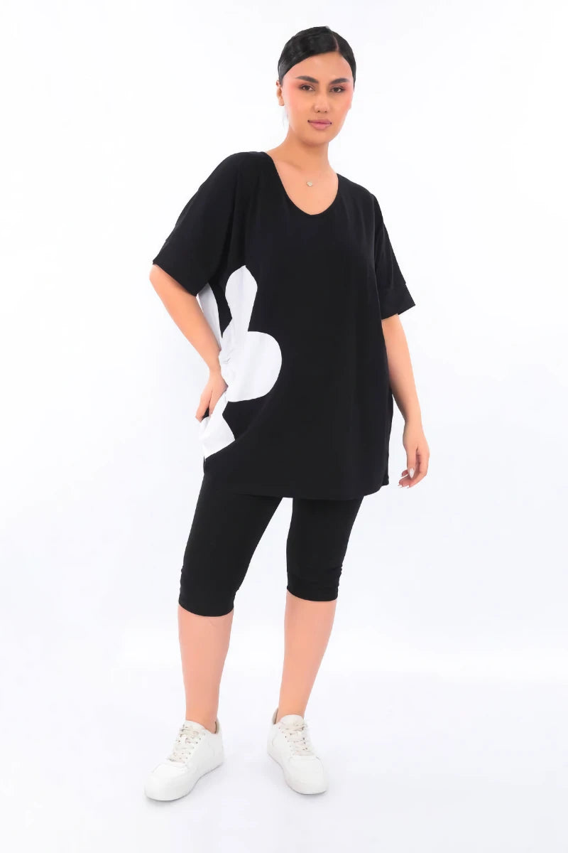  Oversized Bluse von Divas Planet aus Baumwolle, 10188, Schwarz, Ausgefallen, Zeitlos