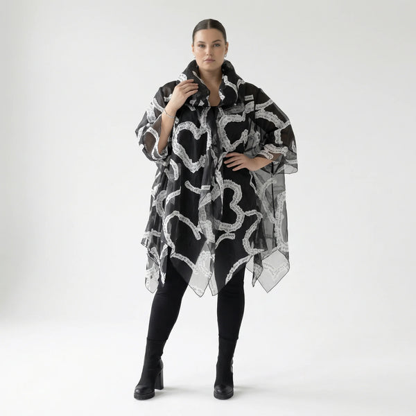 A-Form Mantel von H4 Fashion aus Polyamid, 8021, Schwarz, Ausgefallen, Zeitlos, Schick