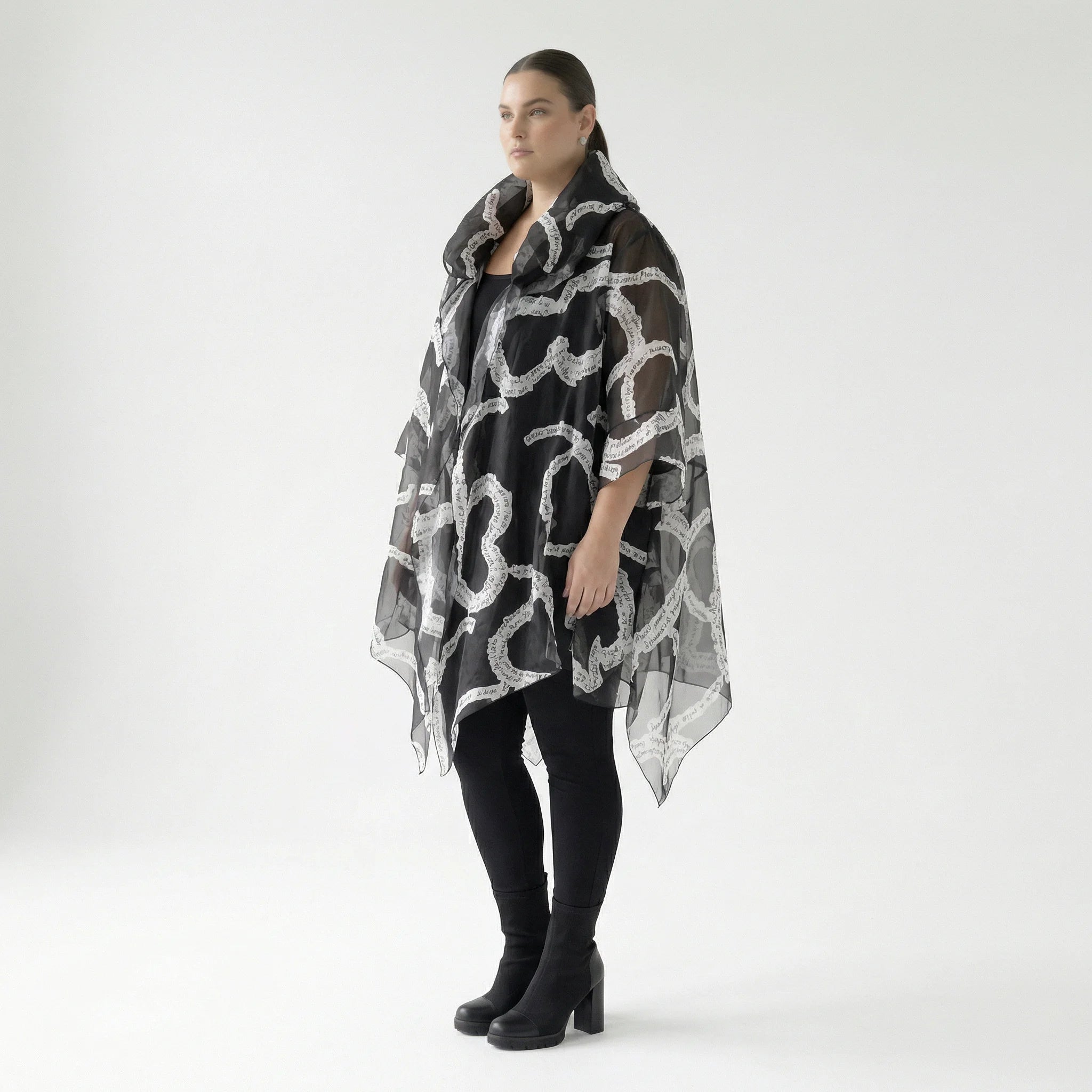  A-Form Mantel von H4 Fashion aus Polyamid, 8021, Schwarz, Ausgefallen, Zeitlos, Schick