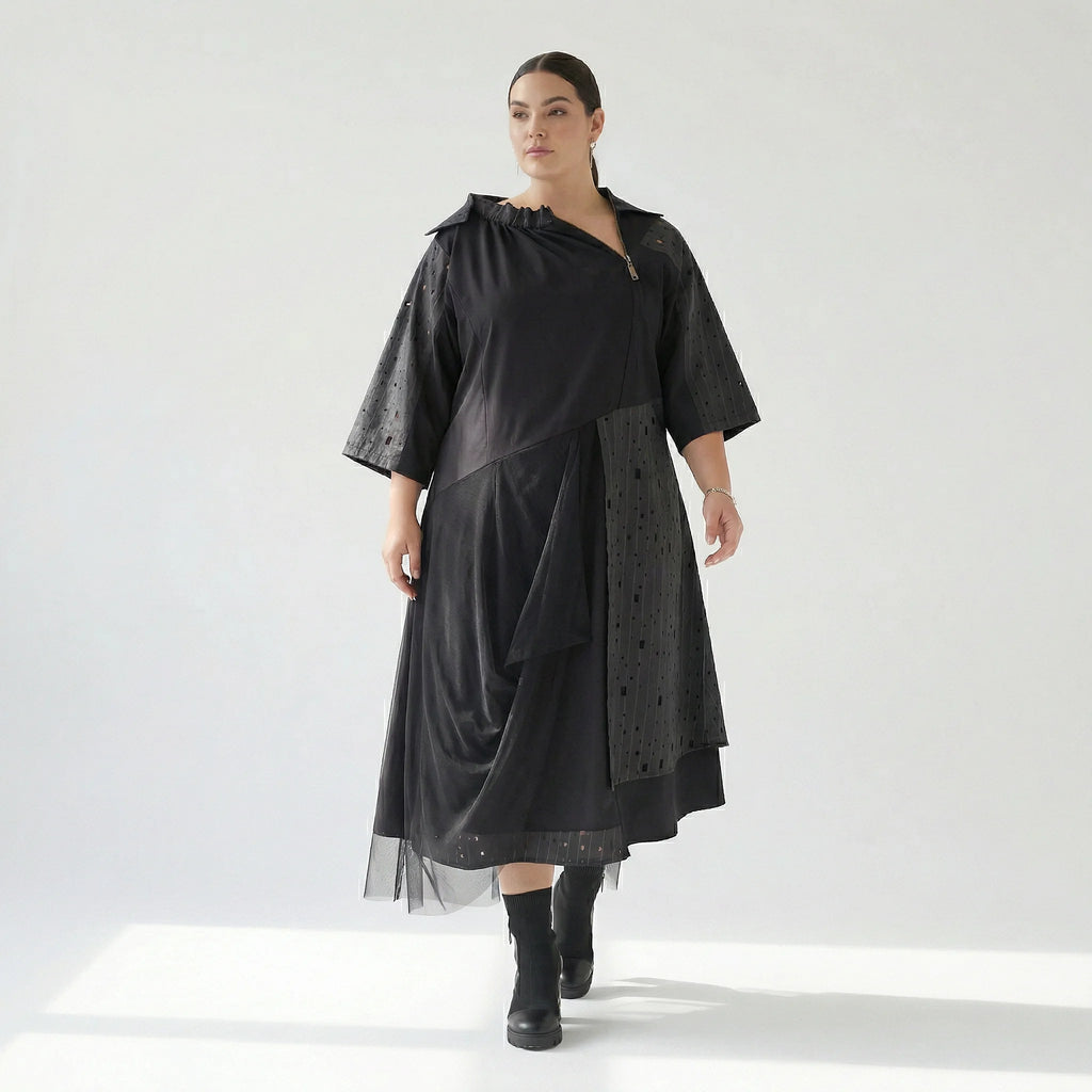  A-Form Kleid von H4 Fashion aus Polyamid, 8022, Schwarz, Ausgefallen, Zeitlos, Schick