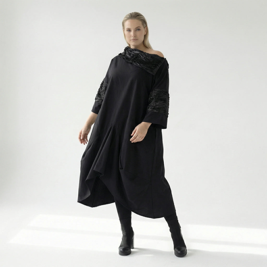  A-Form Kleid von H4 Fashion aus Polyamid, 8024, Schwarz, Ausgefallen, Zeitlos, Schick
