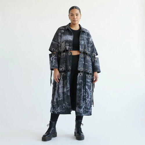 Mantel von H4 Fashion aus Baumwolle in gerader Form, ausgefallene Lagenlook Mode