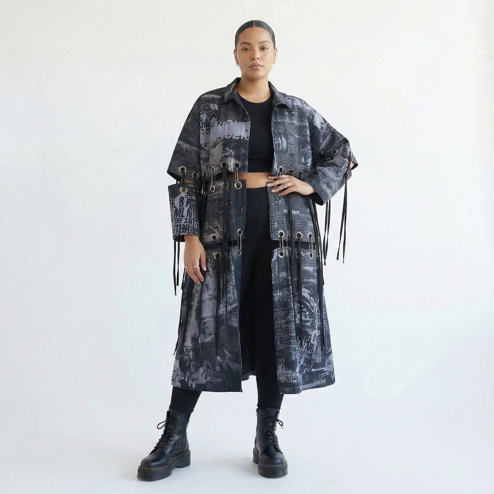 Mantel von H4 Fashion aus Baumwolle in gerader Form, ausgefallene Lagenlook Mode