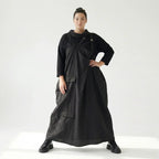 Zweiteiliges Damenkleid von Red Corner in Schwarz – Popeline & Jersey, Oversize, EU 42 bis 48, Avantgarde Look