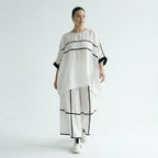 Damen Oversize Set Maxlive Weiß mit Shirt & Culotte Hose, Viskose-Mix, Kontraststreifen, EU 38 bis 60, Made in Türkei