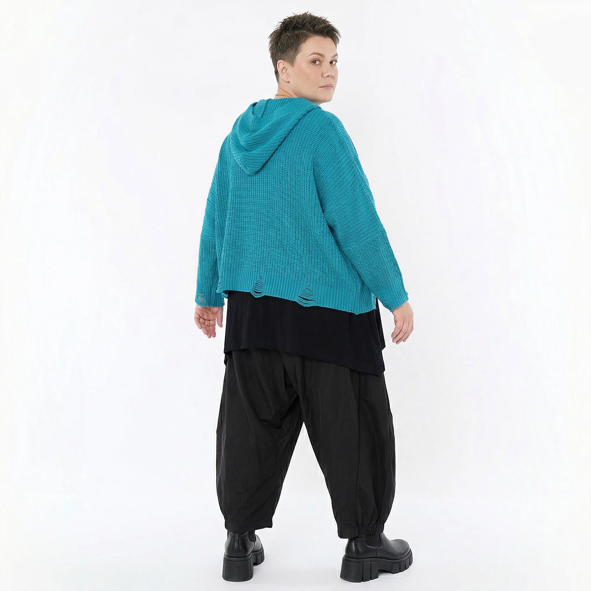 AKH Premium Bigshirt in kastiger Form, aus Baumwolle, P1032.2601, AquaBlau, Ausgefallen