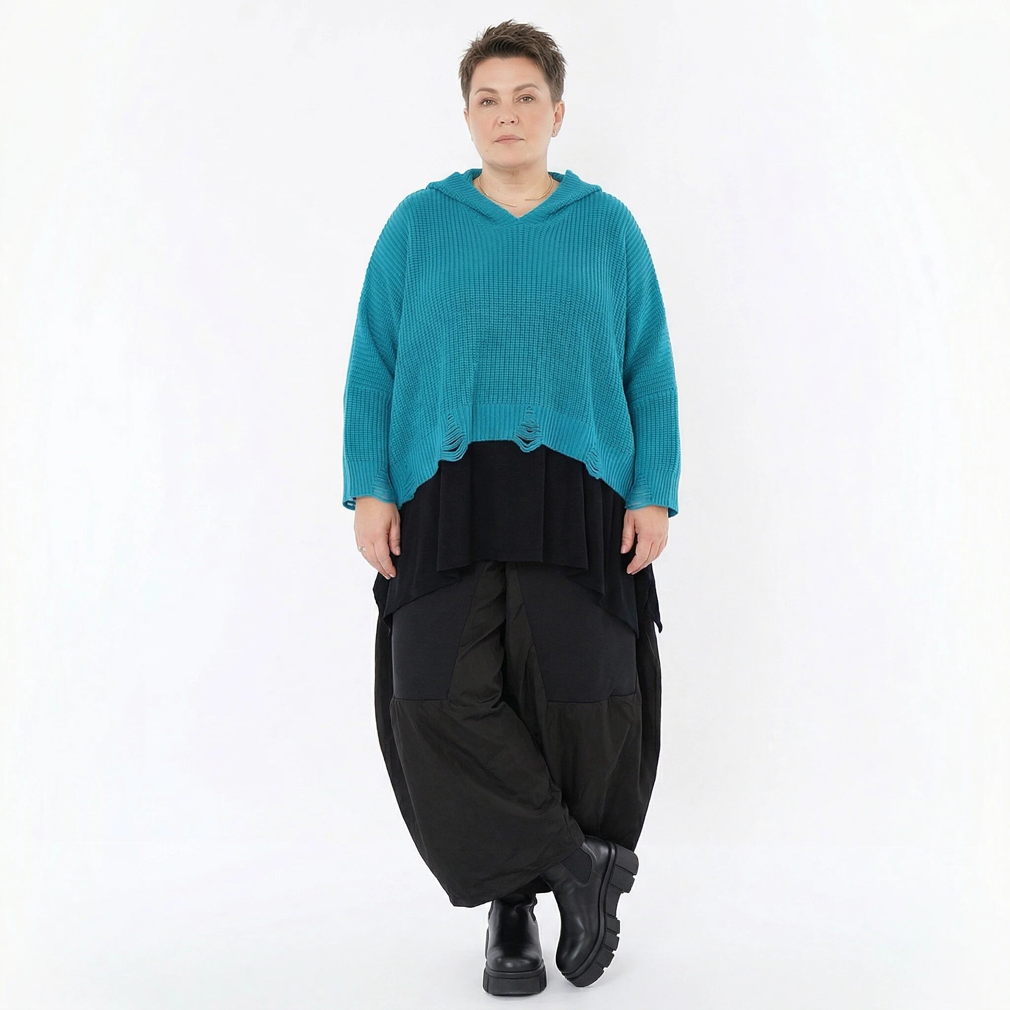 AKH Premium Bigshirt in kastiger Form, aus Baumwolle, P1032.2601, AquaBlau, Ausgefallen