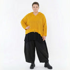 AKH Premium Bigshirt in kastiger Form, aus Baumwolle, P1032.2601, Gelb, Ausgefallen, Zeitlos