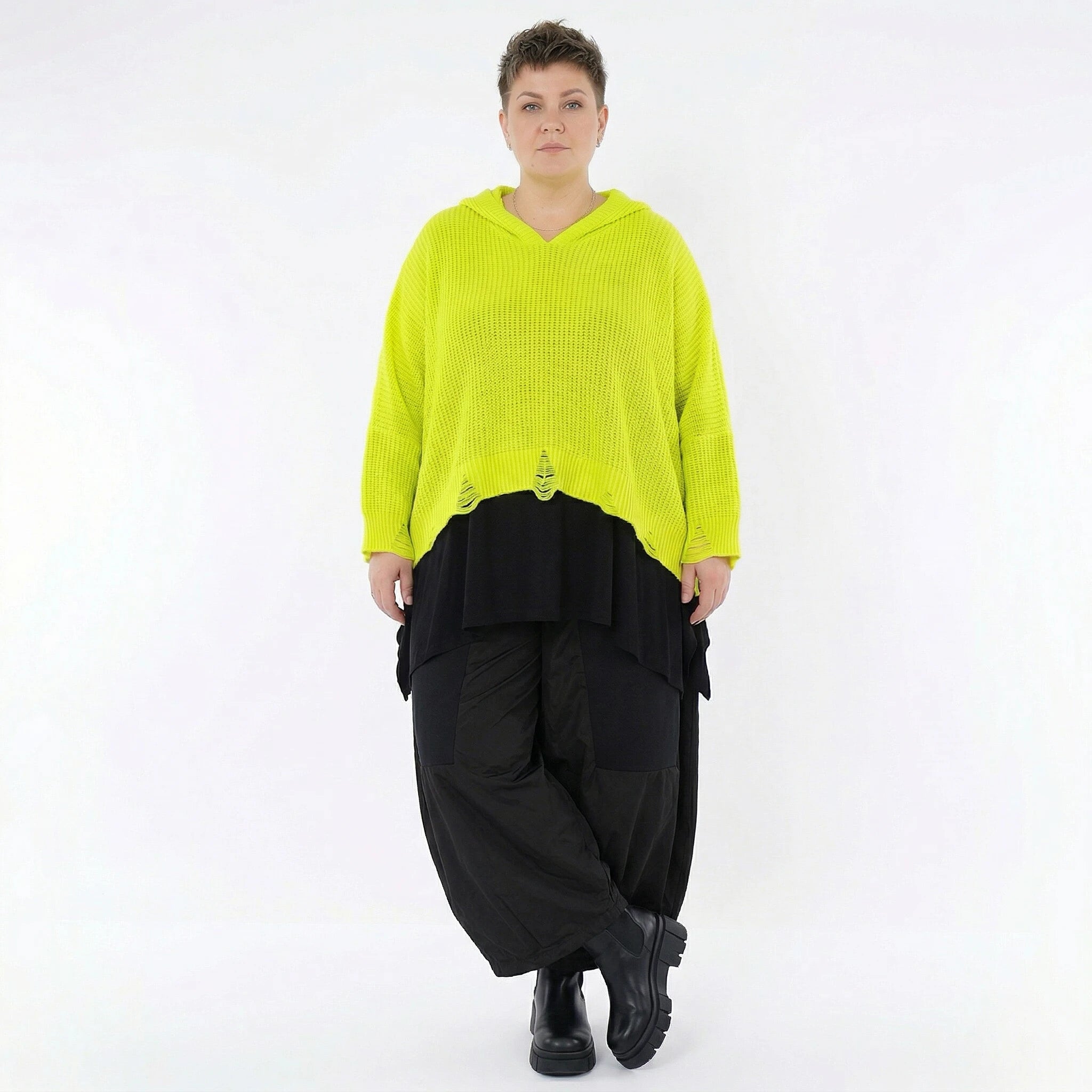 AKH Premium Bigshirt in kastiger Form, aus Baumwolle, P1032.2601, NeonGelb, Ausgefallen