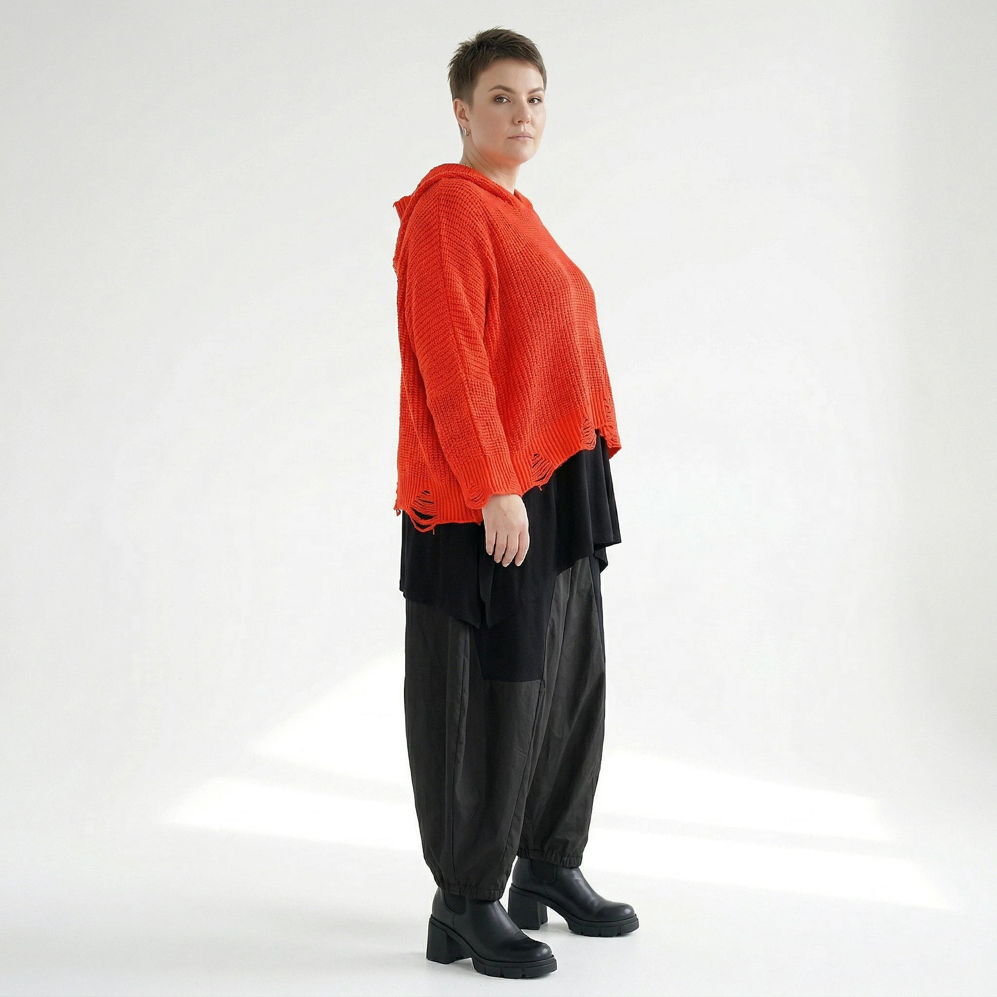 AKH Premium Bigshirt in kastiger Form, aus Baumwolle, P1032.2601, Orange, Ausgefallen, Schick