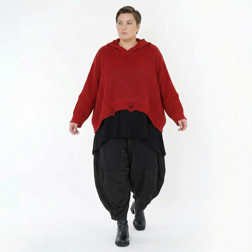 AKH Premium Bigshirt in kastiger Form, aus Baumwolle, P1032.2601, Rot, Ausgefallen, Zeitlos