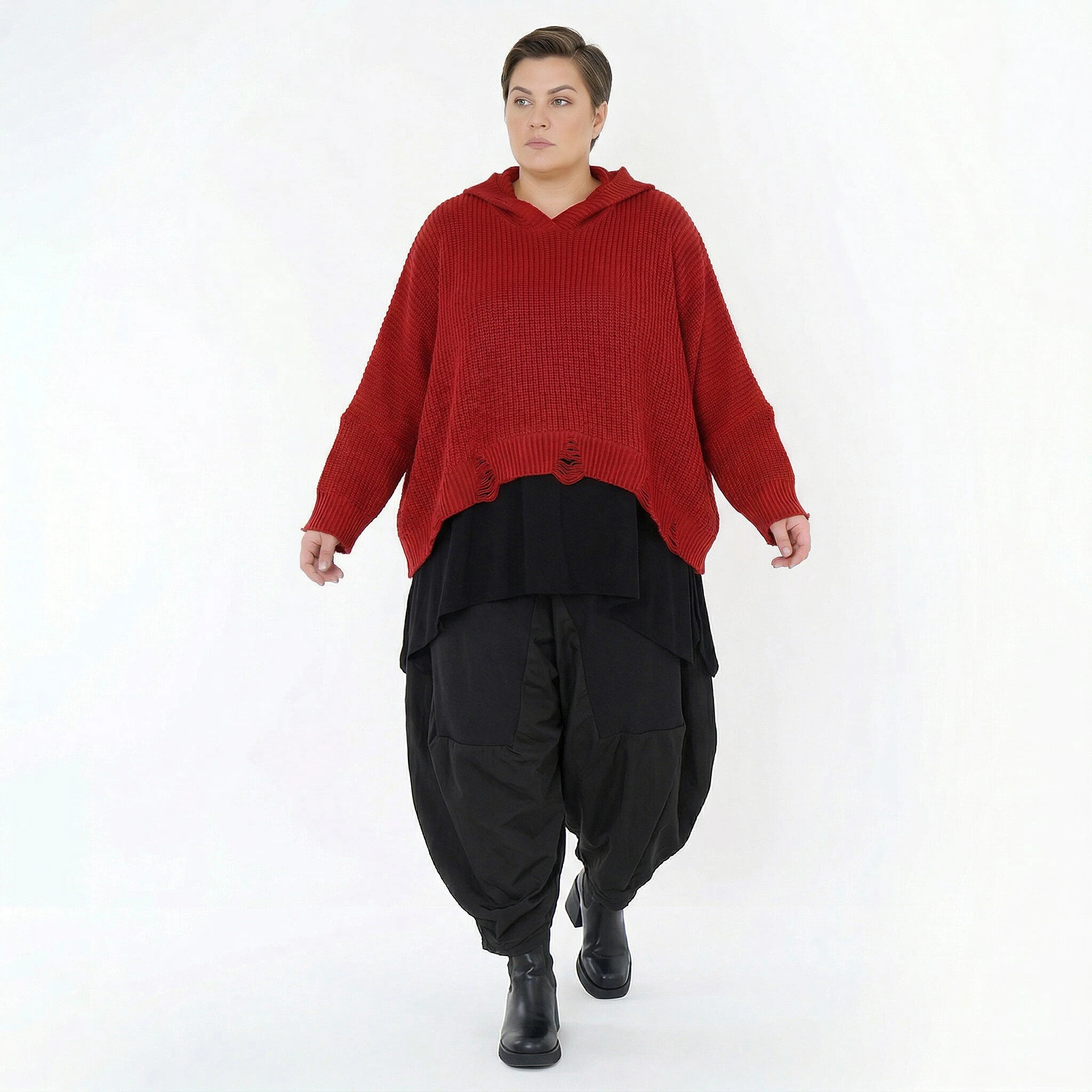 AKH Premium Bigshirt in kastiger Form, aus Baumwolle, P1032.2601, Rot, Ausgefallen, Zeitlos