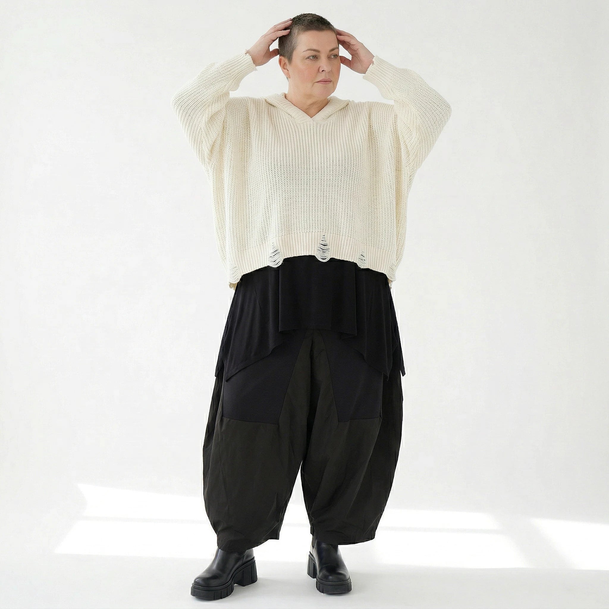 AKH Premium Bigshirt in kastiger Form, aus Baumwolle, P1032.2601, Weiß, Ausgefallen, Zeitlos