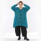 A-Form Bigshirt von AKH Premium aus Baumwolle, P1032.2603, AquaBlau, Ausgefallen, Zeitlos