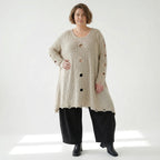 A-Form Bigshirt von AKH Premium aus Baumwolle, P1032.2603, Beige, Ausgefallen, Zeitlos