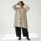 A-Form Bigshirt von AKH Premium aus Baumwolle, P1032.2603, Beige, Ausgefallen, Zeitlos