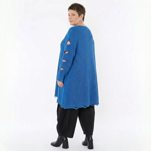 A-Form Bigshirt von AKH Premium aus Baumwolle, P1032.2603, JeansBlau, Ausgefallen, Zeitlos