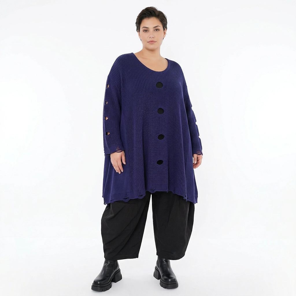 A-Form Bigshirt von AKH Premium aus Baumwolle, P1032.2603, Lila, Ausgefallen, Zeitlos, Schick