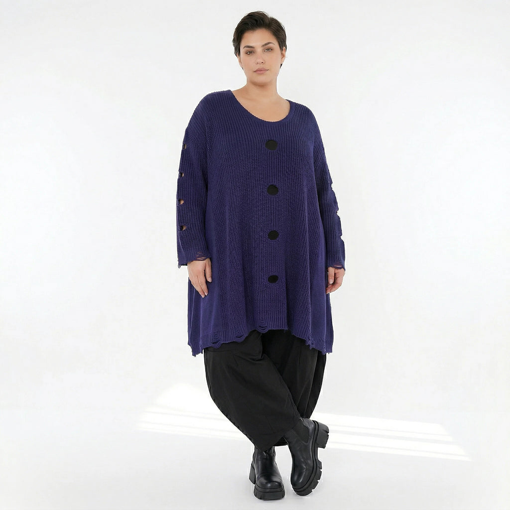 A-Form Bigshirt von AKH Premium aus Baumwolle, P1032.2603, Lila, Ausgefallen, Zeitlos, Schick