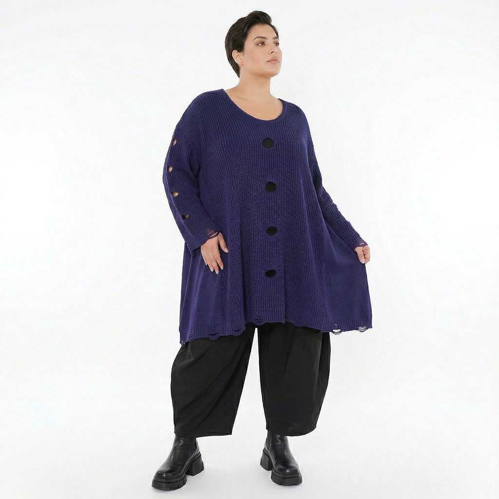 A-Form Bigshirt von AKH Premium aus Baumwolle, P1032.2603, Lila, Ausgefallen, Zeitlos, Schick