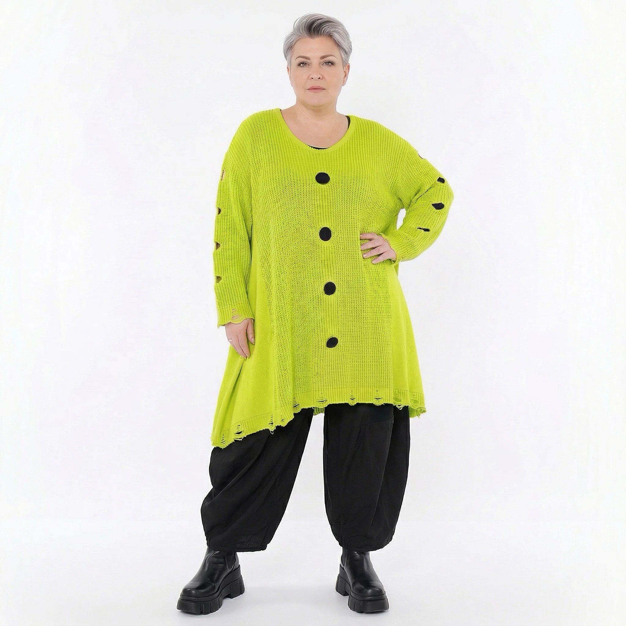 A-Form Bigshirt von AKH Premium aus Baumwolle, P1032.2603, NeonGelb, Ausgefallen, Zeitlos