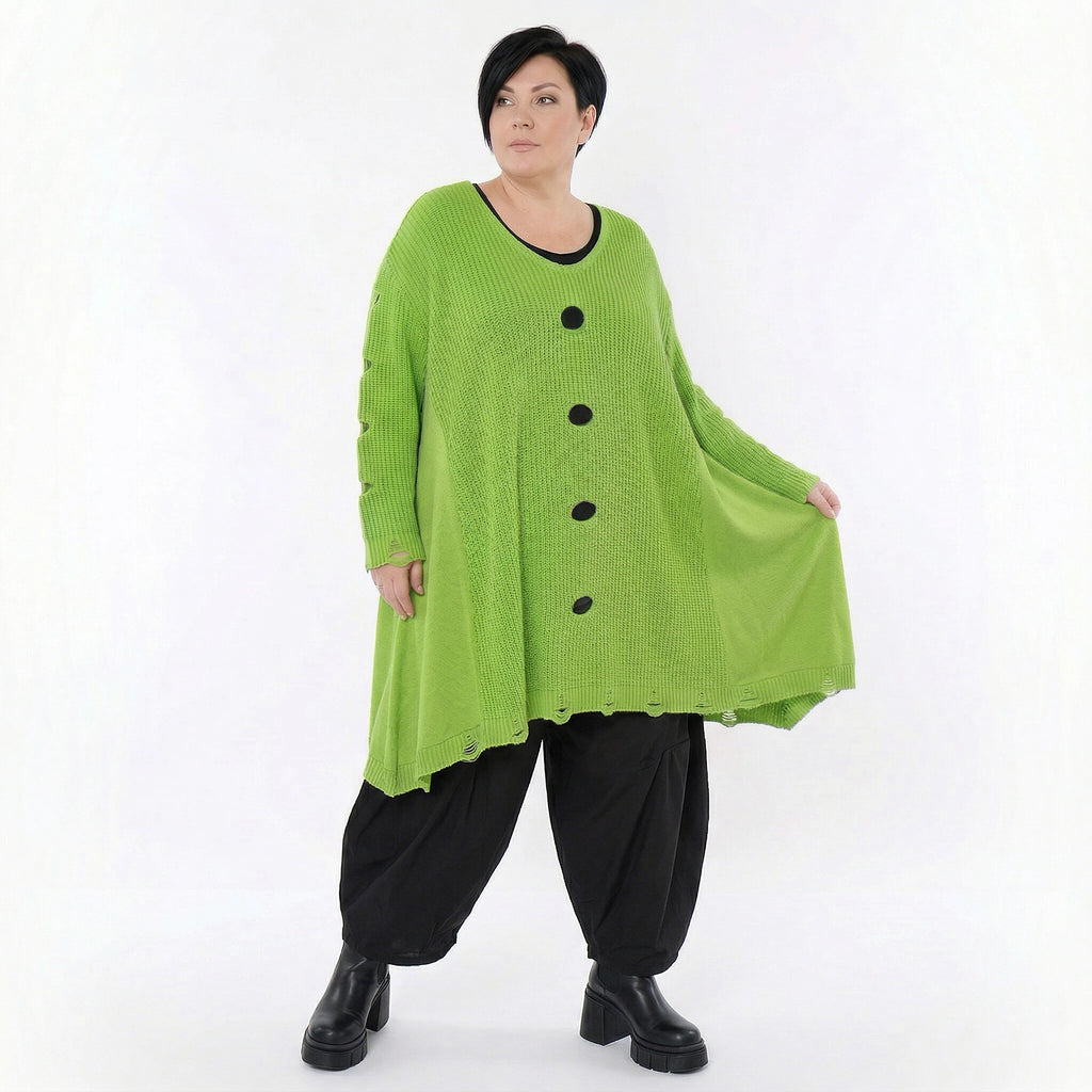 A-Form Bigshirt von AKH Premium aus Baumwolle, P1032.2603, NeonGrün, Ausgefallen, Zeitlos