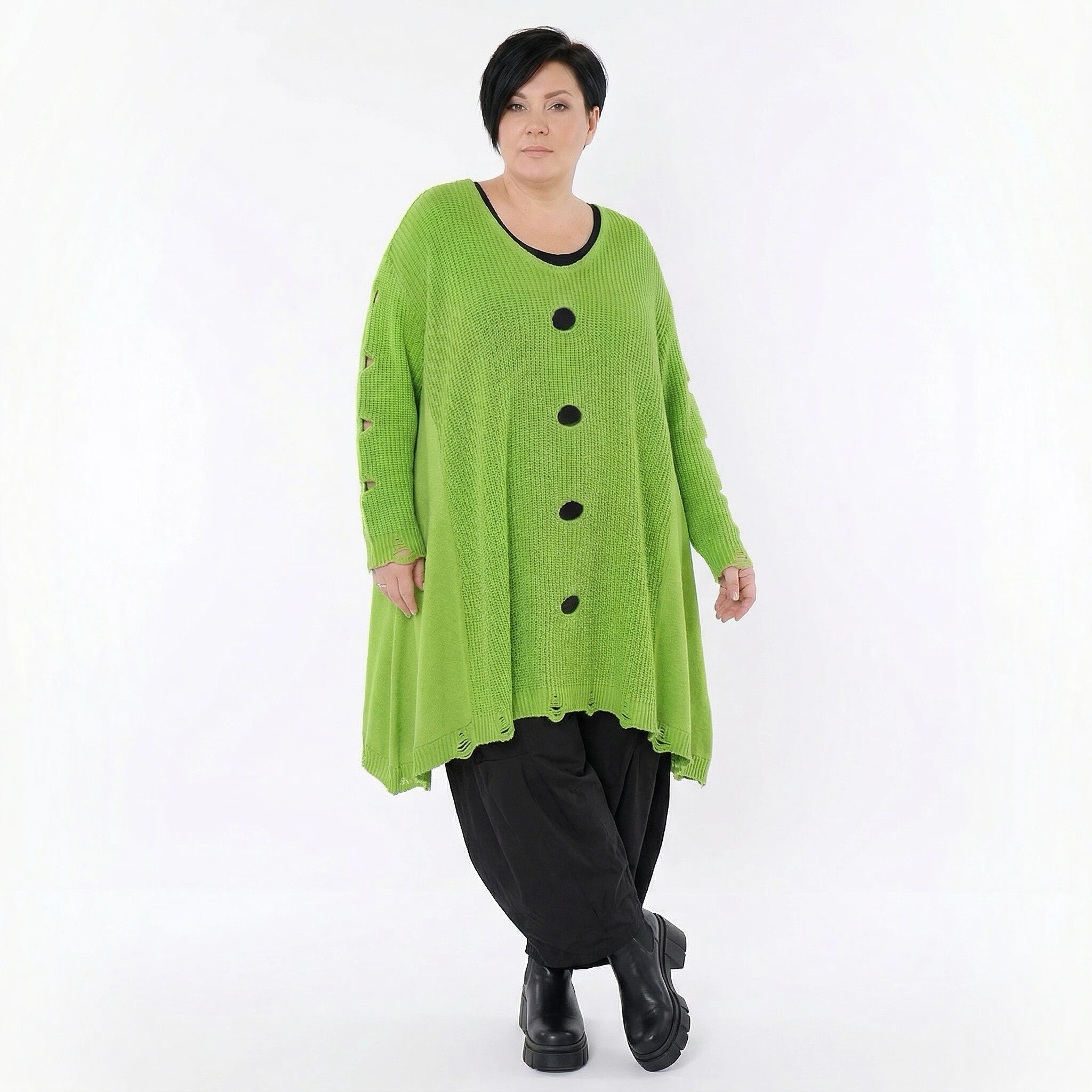 A-Form Bigshirt von AKH Premium aus Baumwolle, P1032.2603, NeonGrün, Ausgefallen, Zeitlos