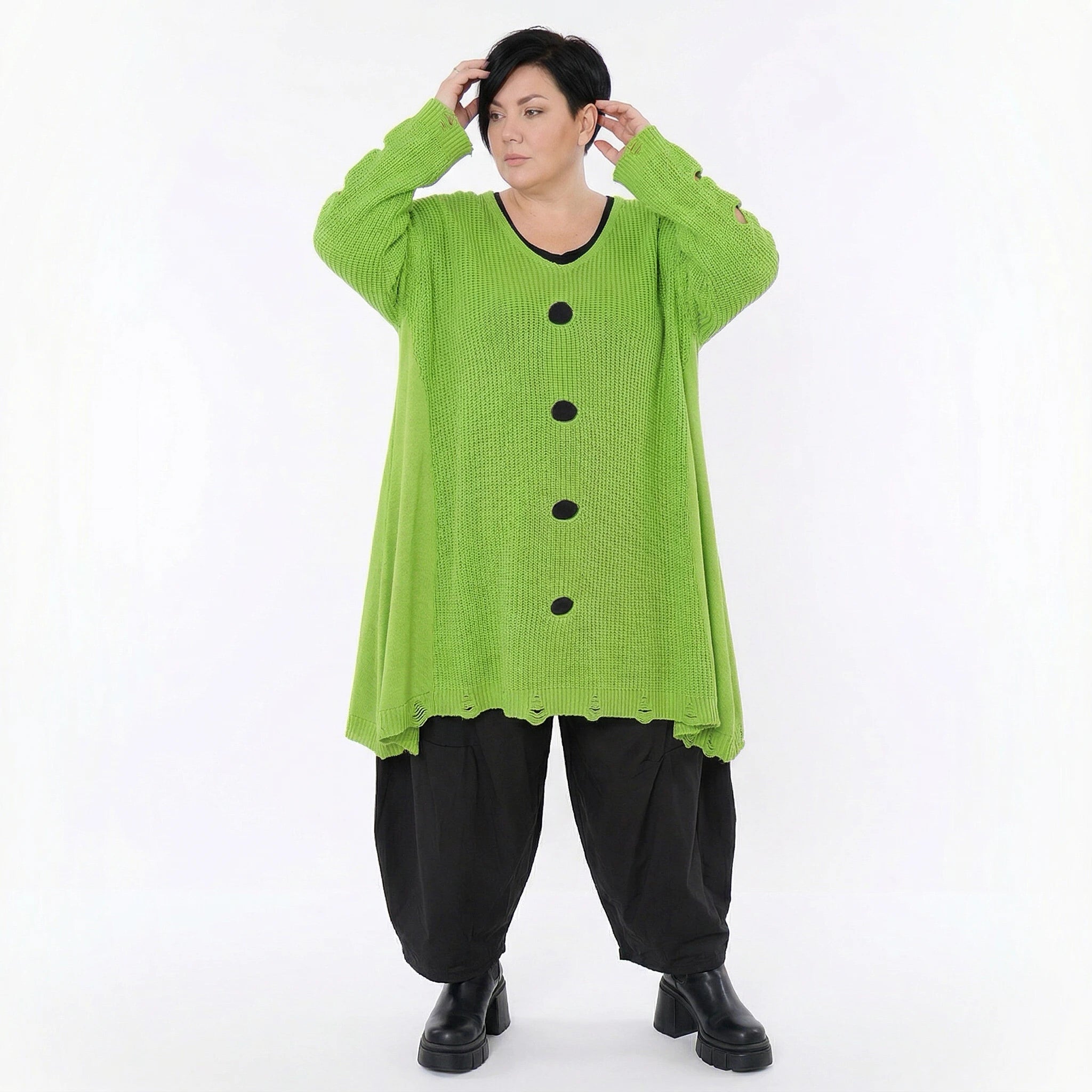 A-Form Bigshirt von AKH Premium aus Baumwolle, P1032.2603, NeonGrün, Ausgefallen, Zeitlos