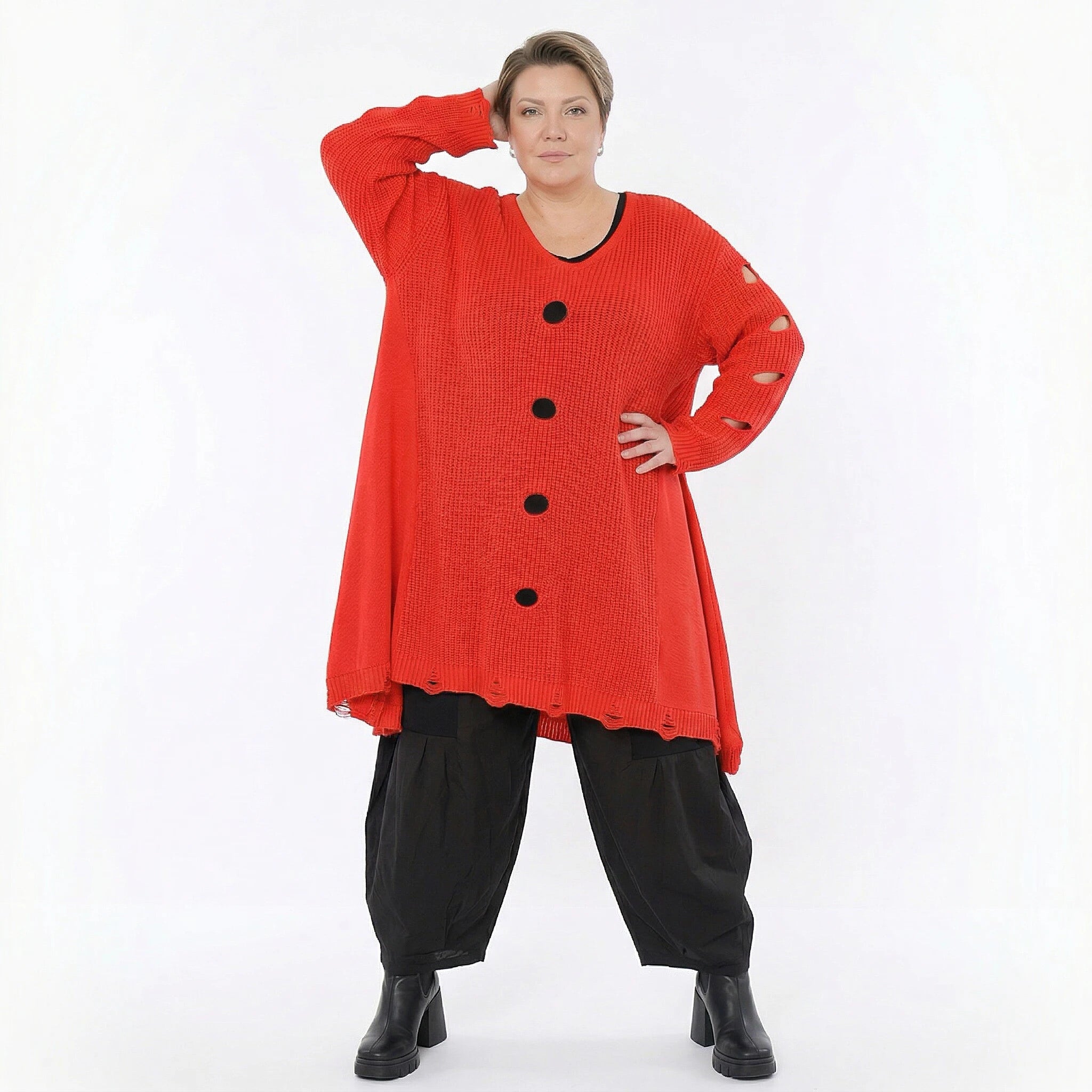 A-Form Bigshirt von AKH Premium aus Baumwolle, P1032.2603, Orange, Ausgefallen, Zeitlos