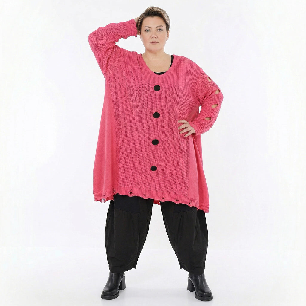 A-Form Bigshirt von AKH Premium aus Baumwolle, P1032.2603, Rosa, Ausgefallen, Zeitlos, Schick