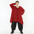 A-Form Bigshirt von AKH Premium aus Baumwolle, P1032.2603, Rot, Ausgefallen, Zeitlos, Schick