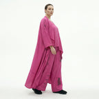 Damen 3-Teiler Magenta B-ONE – Shirt, Hose & Cardigan mit Prints aus Baumwolle, EU 40/50, Oversize-Stil, Künstlerlook