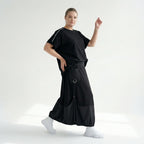 Oversize-Bluse Damen Maxlive Schwarz mit Paspel | EU 38 bis 62 | Lagenlook, Avantgarde, elastisch, Made in Turkey