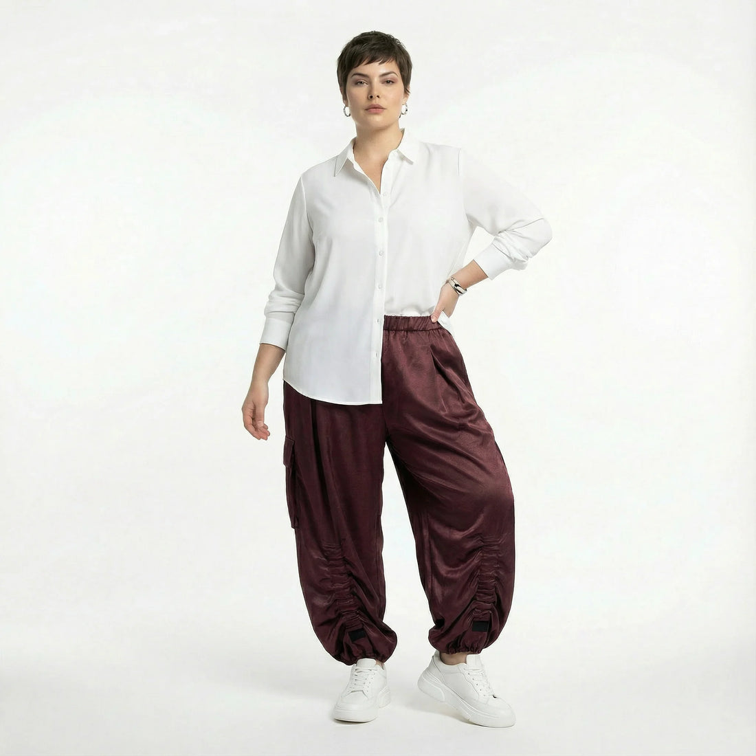  Ballonhose von AKH Premium aus Materialmix, P1027.7181, Weinrot, Ausgefallen, Zeitlos