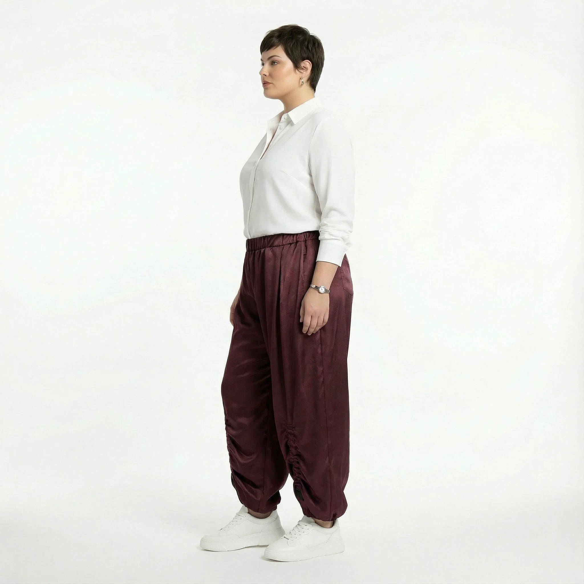  Ballonhose von AKH Premium aus Materialmix, P1027.7181, Weinrot, Ausgefallen, Zeitlos